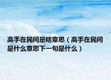 高手在民间是啥意思（高手在民间是什么意思下一句是什么）