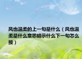 风也温柔的上一句是什么（风也温柔是什么意思暗示什么下一句怎么接）