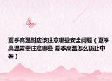 夏季高温时应该注意哪些安全问题（夏季高温需要注意哪些 夏季高温怎么防止中暑）
