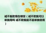 诚不我欺用在哪里（诚不欺我可以单独用吗 诚不欺我能不能单独使用）
