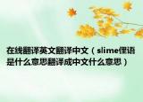 在线翻译英文翻译中文（slime俚语是什么意思翻译成中文什么意思）