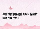 保险贷款条件是什么呢（保险贷款条件是什么）