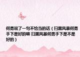 何勇说了一句不恰当的话（扫黑风暴何勇手下是好的嘛 扫黑风暴何勇手下是不是好的）