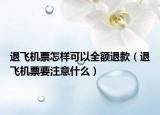 退飞机票怎样可以全额退款（退飞机票要注意什么）