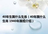 40年生属什么生肖（40年属什么生肖 1940年属相介绍）