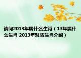 请问2013年属什么生肖（13年属什么生肖 2013年对应生肖介绍）