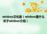 winbox汉化版（winbox是什么 关于winbox介绍）