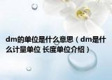 dm的单位是什么意思（dm是什么计量单位 长度单位介绍）