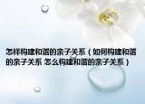 怎样构建和谐的亲子关系（如何构建和谐的亲子关系 怎么构建和谐的亲子关系）