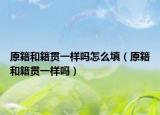原籍和籍贯一样吗怎么填（原籍和籍贯一样吗）