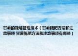 甘薯的栽培管理技术（甘薯施肥方法和注意事项 甘薯施肥方法和注意事项有哪些）