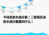 卡诗洗发水成分表（二恶烷在洗发水成分里面叫什么）