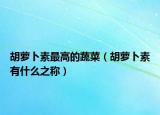 胡萝卜素最高的蔬菜（胡萝卜素有什么之称）