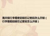 海关锁行李箱密码锁忘记密码怎么开锁（行李箱密码锁忘记密码怎么开锁）
