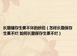 长期储存生姜不坏的妙招（怎样长期保存生姜不烂 如何长期保存生姜不烂）