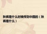 秋裤是什么时候传到中国的（秋裤是什么）