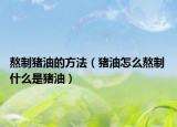 熬制猪油的方法（猪油怎么熬制 什么是猪油）