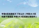 苹果6系统更新不了怎么办（苹果16.5系统要不要更新 苹果16.5系统建议更新吗）