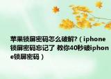 苹果锁屏密码怎么破解?（iphone锁屏密码忘记了 教你40秒破iphone锁屏密码）