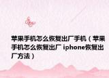 苹果手机怎么恢复出厂手机（苹果手机怎么恢复出厂 iphone恢复出厂方法）