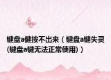 键盘a健按不出来（键盘a键失灵(键盘a键无法正常使用)）