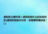 虚拟机主要作用（虚拟机有什么好处和坏处(虚拟机优缺点分析：你需要知道这些！)）