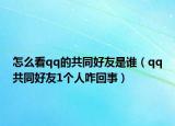 怎么看qq的共同好友是谁（qq共同好友1个人咋回事）