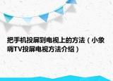 把手机投屏到电视上的方法（小象嗨TV投屏电视方法介绍）