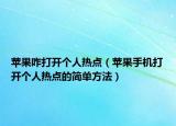 苹果咋打开个人热点（苹果手机打开个人热点的简单方法）