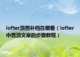 lofter顶置补档在哪看（lofter中置顶文章的步骤教程）