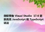 微软预告 Visual Studio  17.6 更新高亮 JavaScript 和 TypeScript 语法