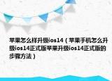 苹果怎么样升级ios14（苹果手机怎么升级ios14正式版苹果升级ios14正式版的步骤方法）