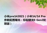 小米pro142021（小米14/14 Pro参数配置曝光：标配骁龙8 Gen3处理器）