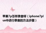 苹果7p怎样录音呀（iphone7plus中进行录音的方法步骤）