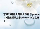 苹果15是什么时候上市的（iphone 15什么时候上市iphone 15怎么样）