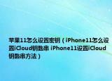 苹果11怎么设置密钥（iPhone11怎么设置iCloud钥匙串 iPhone11设置iCloud钥匙串方法）