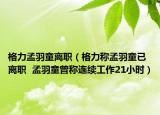 格力孟羽童离职（格力称孟羽童已离职  孟羽童曾称连续工作21小时）