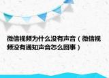 微信视频为什么没有声音（微信视频没有通知声音怎么回事）