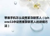 苹果手机怎么设置紧急联系人（iphone11中设置重要联系人的详细方法）