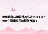 苹果隐藏应用软件怎么弄出来（iphone中隐藏应用的操作方法）