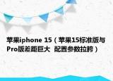 苹果iphone 15（苹果15标准版与Pro版差距巨大  配置参数拉胯）