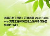 鸿蒙开发工程师（开源鸿蒙 OpenHarmony 高等工程师学院成立深开鸿与深信息联合打造）