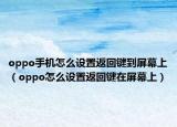 oppo手机怎么设置返回键到屏幕上（oppo怎么设置返回键在屏幕上）