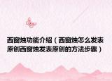 西窗烛功能介绍（西窗烛怎么发表原创西窗烛发表原创的方法步骤）