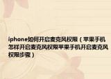 iphone如何开启麦克风权限（苹果手机怎样开启麦克风权限苹果手机开启麦克风权限步骤）