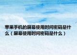 苹果手机的屏幕使用时间密码是什么（屏幕使用时间密码是什么）