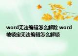 word无法编辑怎么解除 word被锁定无法编辑怎么解锁