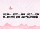 微信数字人民币怎么开通（微信怎么用数字人民币支付  数字人民币支付设置教程）