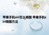 苹果手机siri怎么唤醒 苹果手机siri唤醒方法