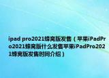 ipad pro2021蜂窝版发售（苹果iPadPro2021蜂窝版什么发售苹果iPadPro2021蜂窝版发售时间介绍）